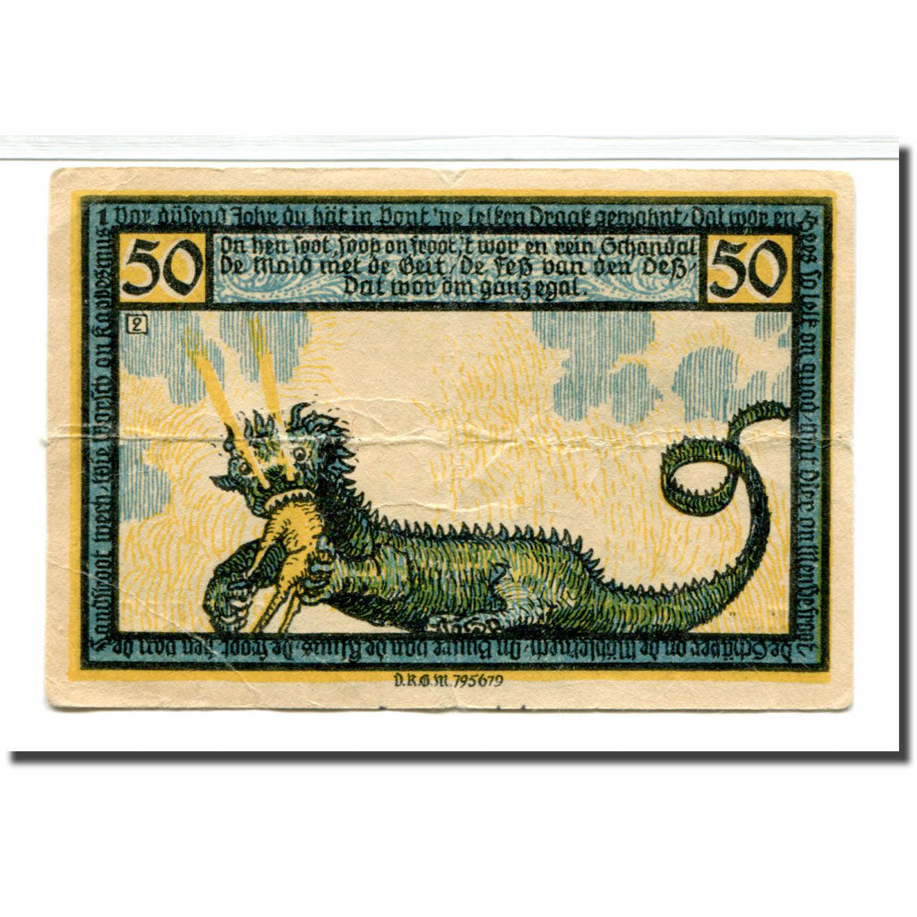 Billete, Alemania, Geldern Stadt, 50 Pfennig, dragon, 1922, BC, Mehl:414.1b