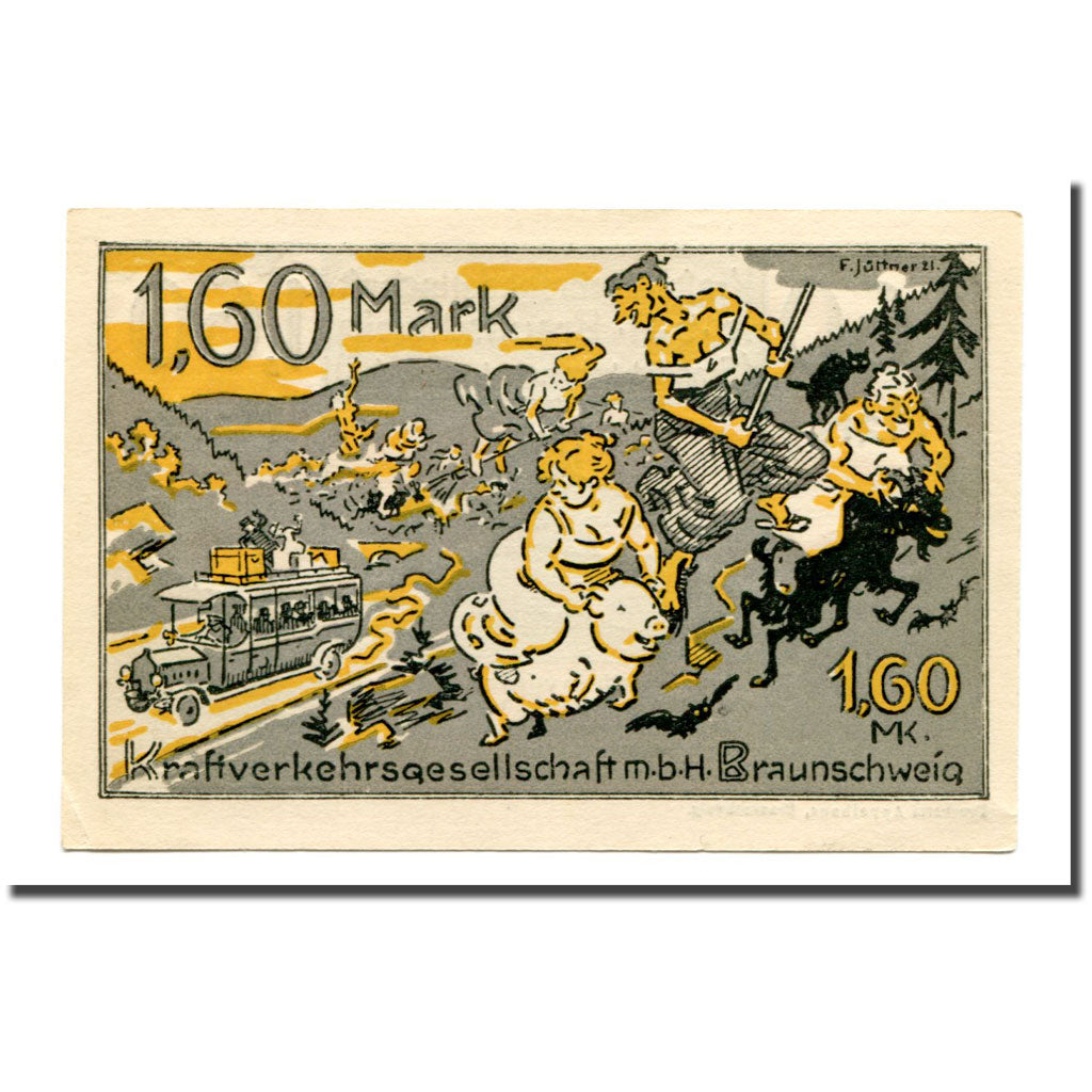 Billet, Allemagne, Braunschweig, 1.6 Mark, personnage, 1921, 1921-07-01, SPL