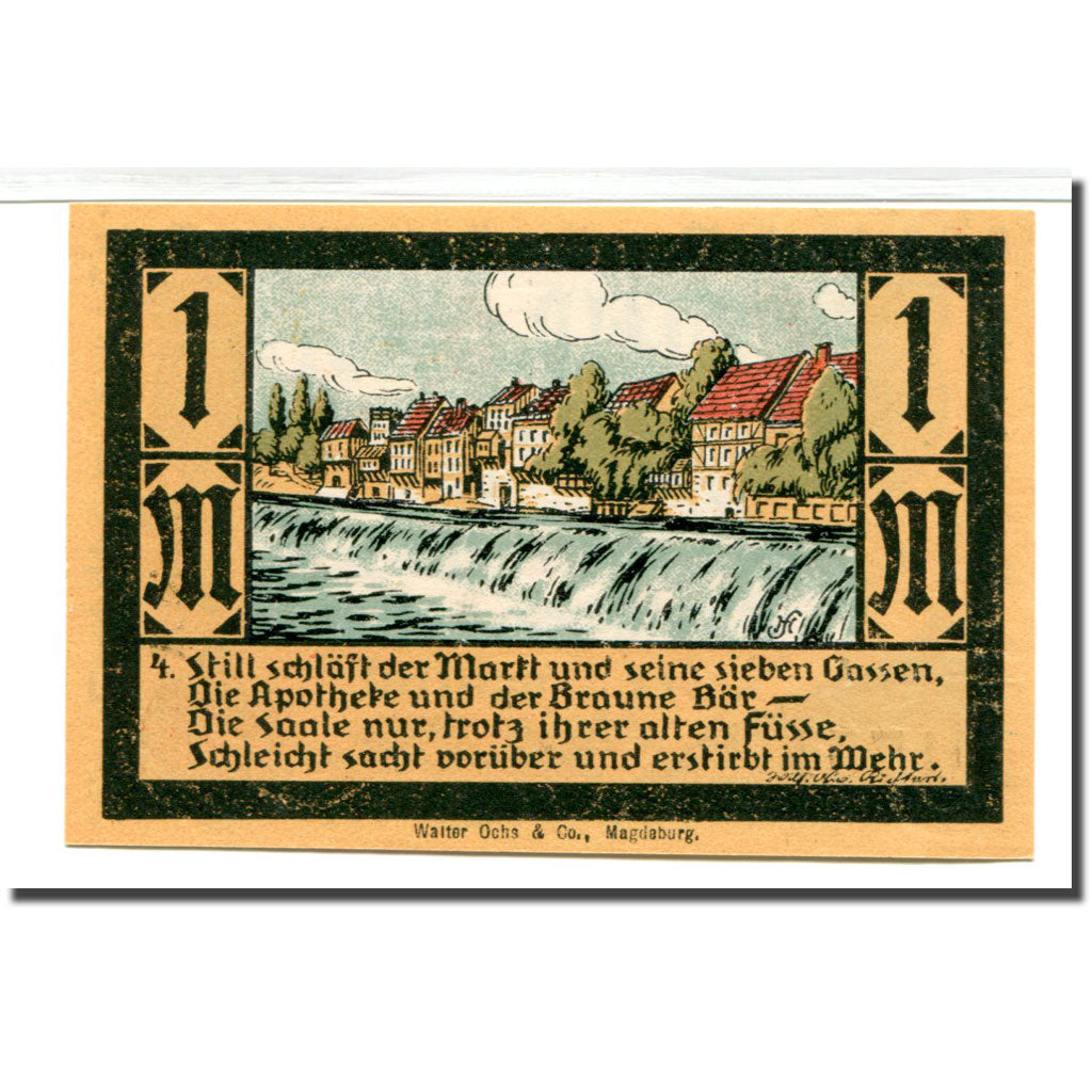 Billet, Allemagne, Calbe a.d. Saale Stadt, 1 Mark, paysage, 1921, SPL