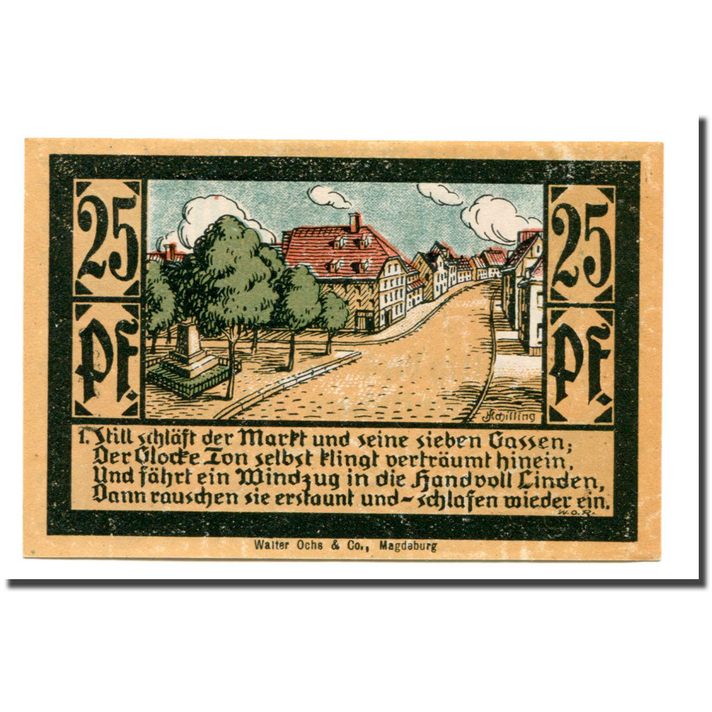 Billet, Allemagne, Calbe a.d. Saale Stadt, 25 Pfennig, paysage 1, 1921, SPL