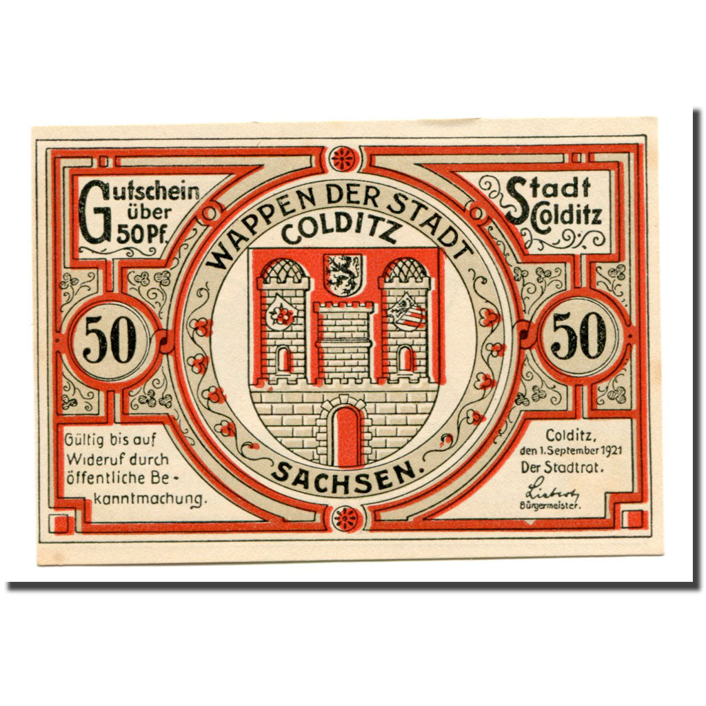 Billete, Alemania, Colditz Stadt, 50 Pfennig, personnage, 1921, 1921-09-01, SC
