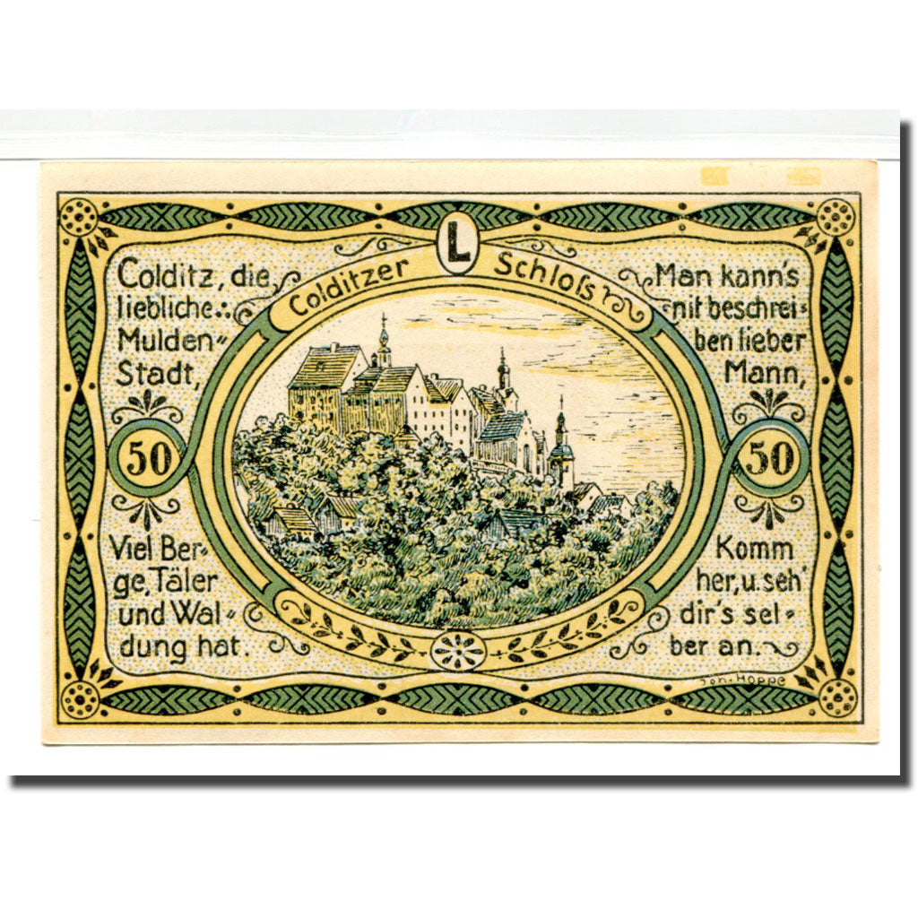 Banknote, Germany, Colditz Stadt, 50 Pfennig, paysage, 1921, 1921-09-01