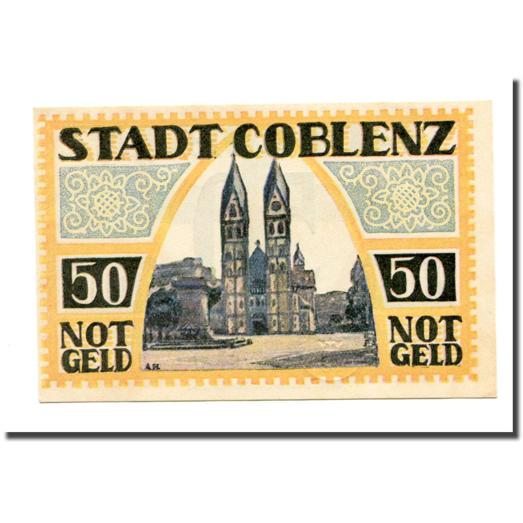 Banknote, Germany, Coblenz, 50 Pfennig, Eglise, 1921, 1921-05-01, UNC(63)