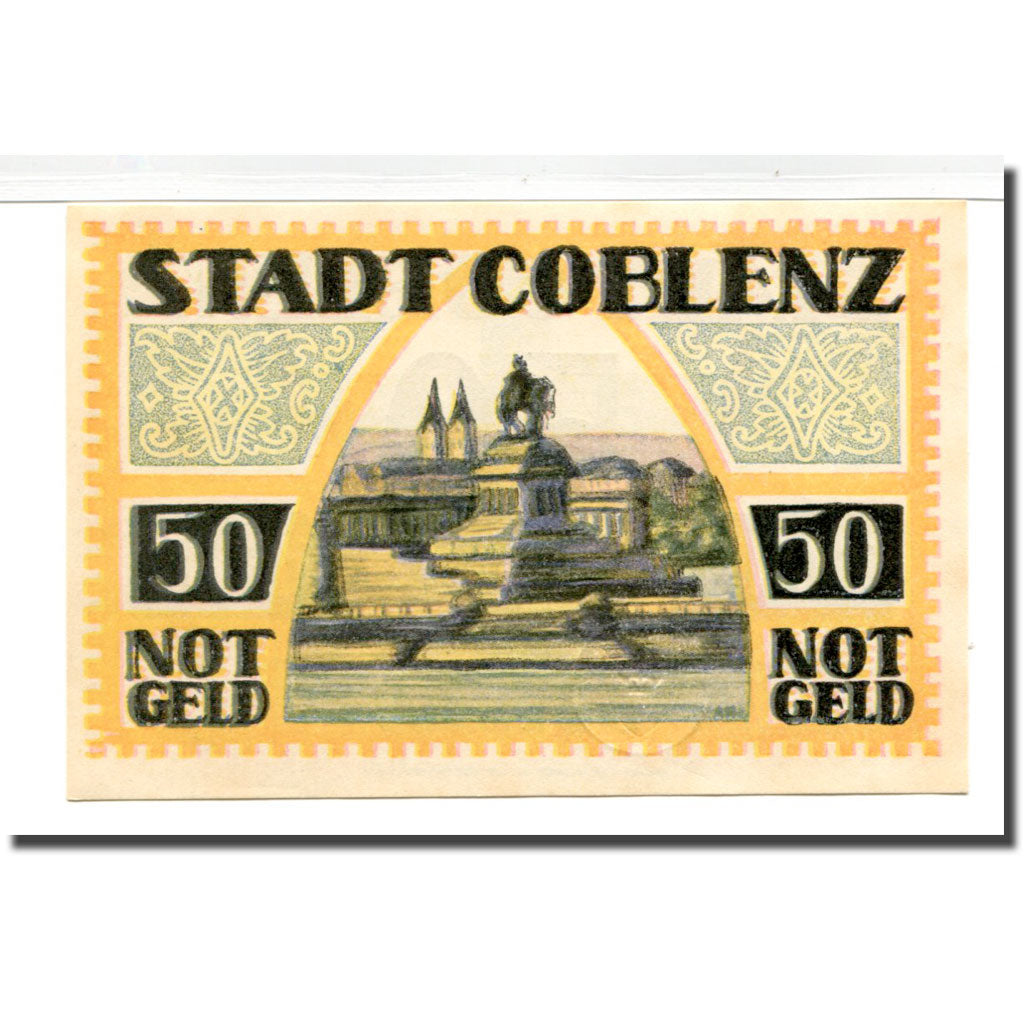 Banknote, Germany, Coblenz, 50 Pfennig, Monument, 1921, 1921-05-01, UNC(63)
