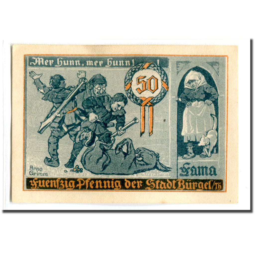 Banknote, Germany, Burgel Stadt, 50 Pfennig, personnage 2, 1921, 1921-05-28