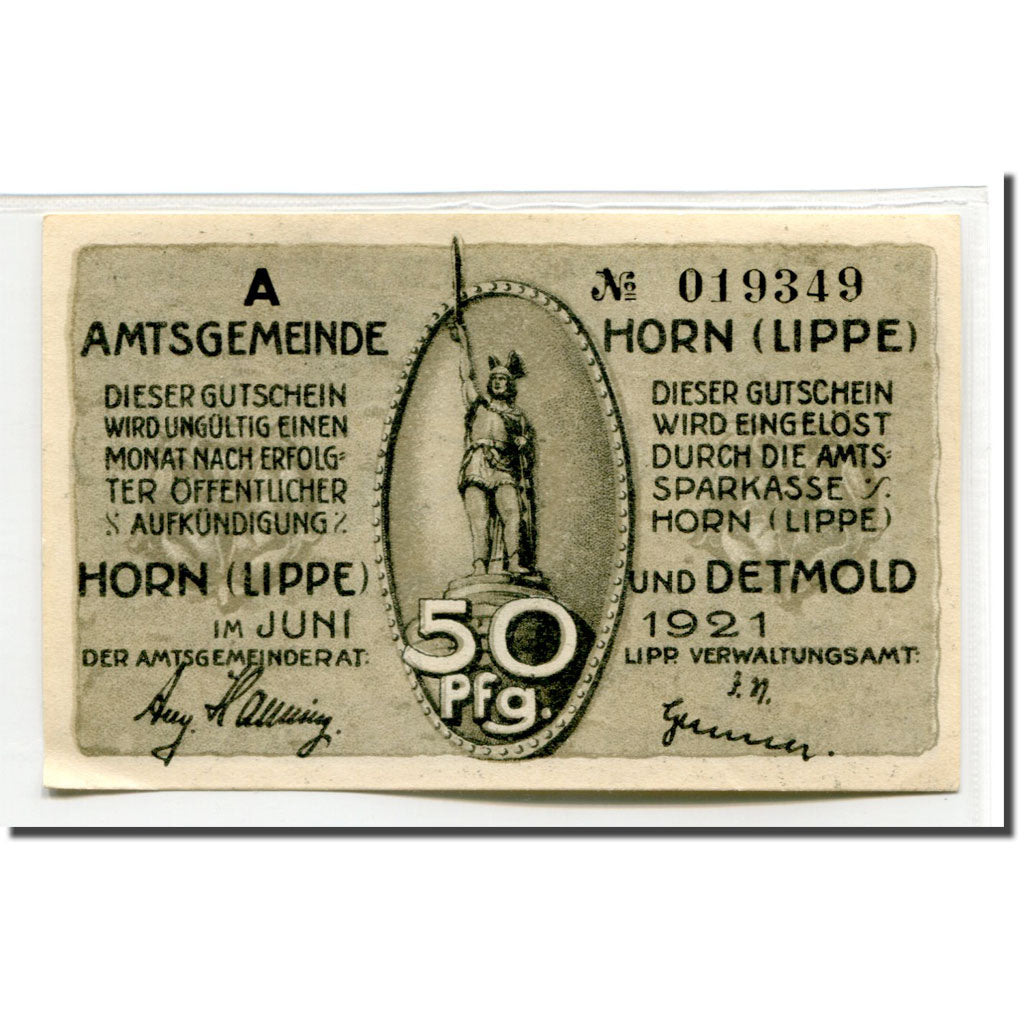 Billet, Allemagne, Horn, 50 Pfennig, cavalier 1, 1921, SPL, Mehl:628.1