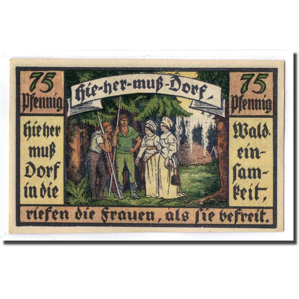 Banknote, Germany, Hermsdorf, 75 Pfennig, personnage, 1921, 1921-05-01, UNC(63)