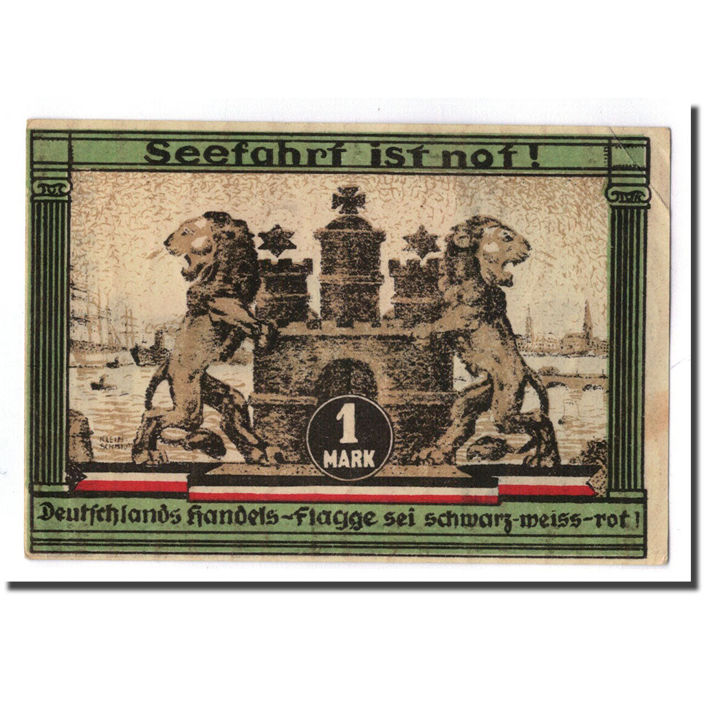 Billet, Allemagne, Hamburg, 1 Mark, château, 1921, 1921-08-12, SPL, Mehl:539.3