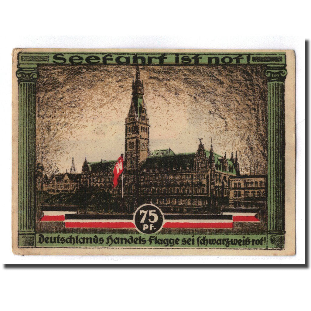Banknote, Germany, Hamburg, 75 Pfennig, Monument, 1921, 1921-08-12, UNC(63)