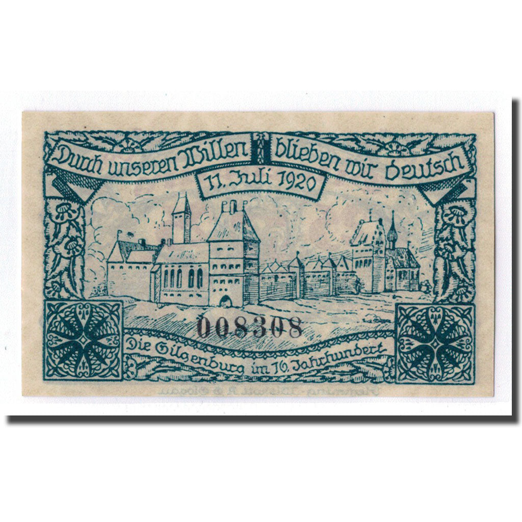 Geldschein, Deutschland, Gilgenburg Stadt, 25 Pfennig, paysage 2, 1920