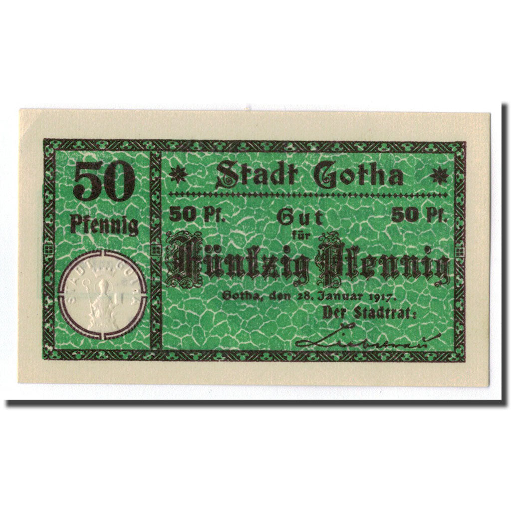Banknote, Germany, Gotha Stadt, 50 Pfennig, Blason 2, 1917, 1917-01-28, UNC(63)