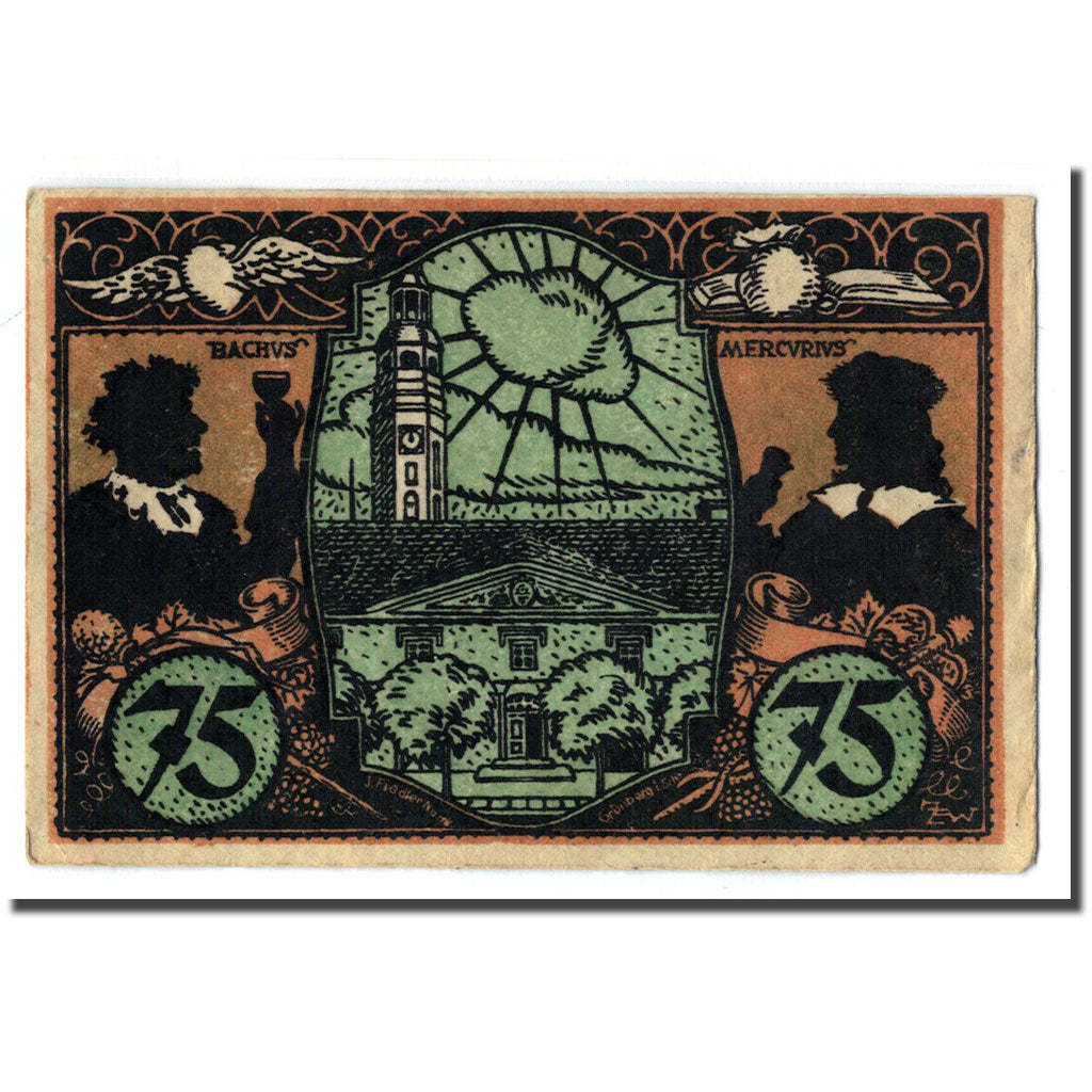 Billet, Allemagne, Grunberg Stadt, 75 Pfennig, paysage, 1922, 1922-06-30, SPL
