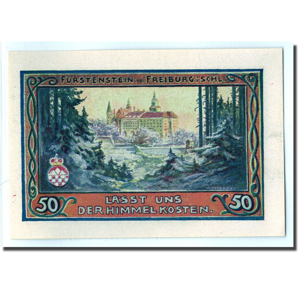 Banknot, Niemcy, Freiburg i. Schles, 50 Pfennig, paysage 1, 1921, Undated
