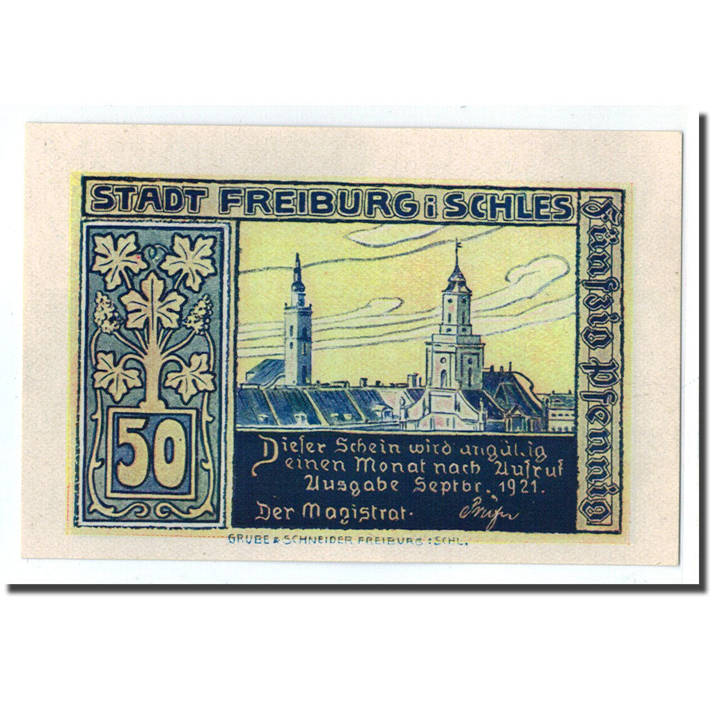 Banknote, Germany, Freiburg i. Schles, 50 Pfennig, paysage 3, 1921, UNC(63)