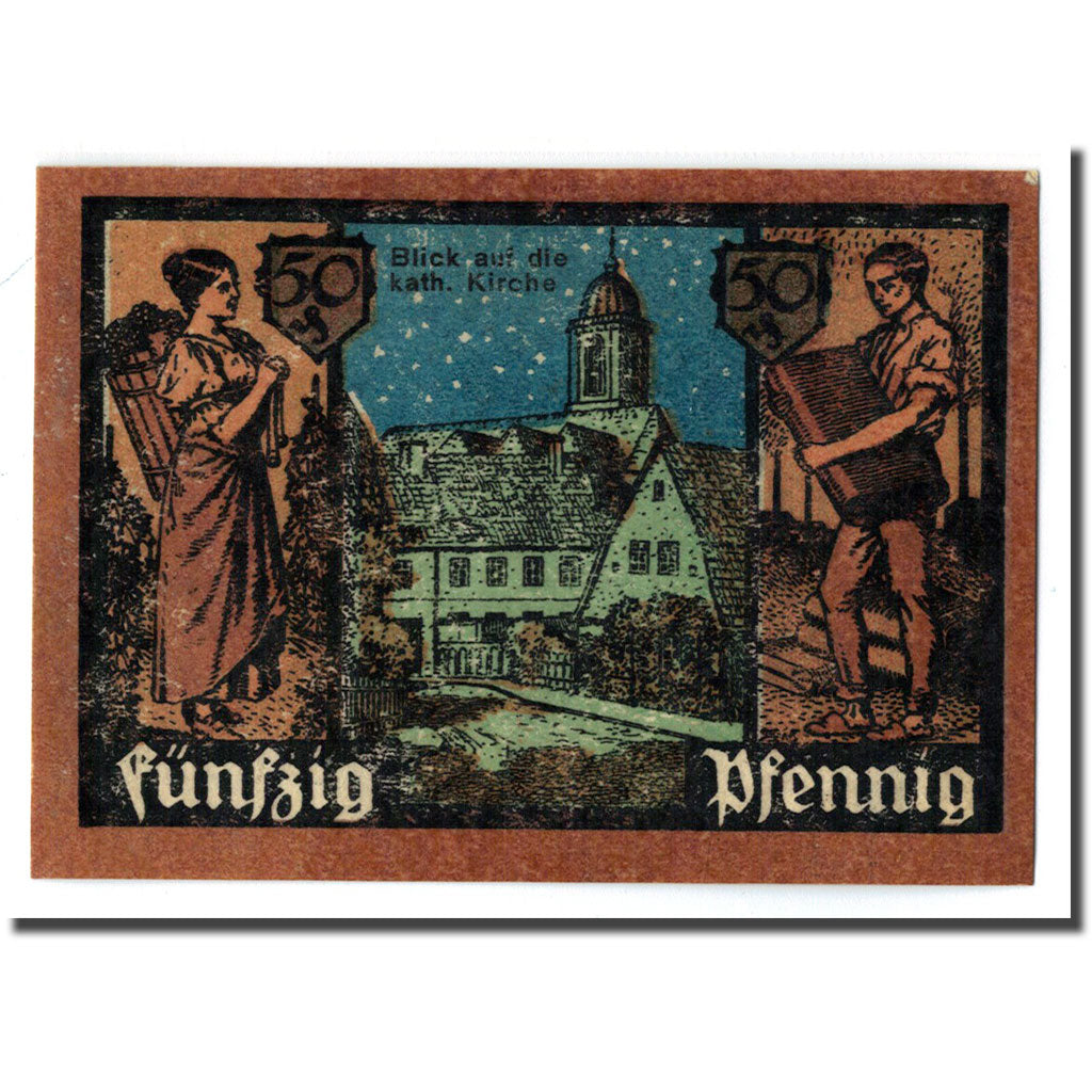 Billet, Allemagne, Grünberg, 50 Pfennig, Batiment, 1921, 1921-12-31, SPL