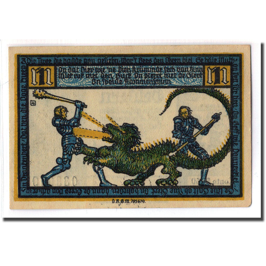Banconote, Germania, Geldern Stadt, 1 Mark, dragon, 1922, SPL, Mehl:414.1b