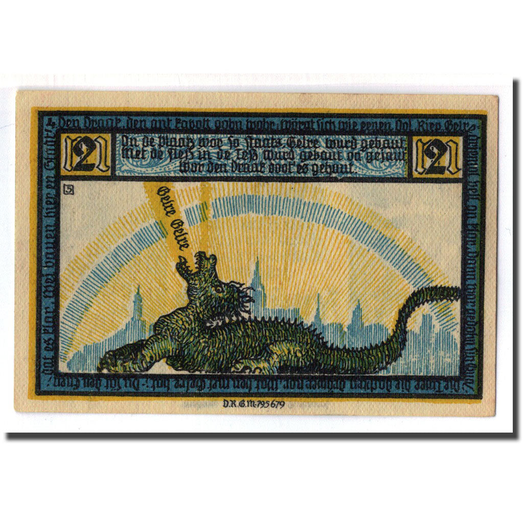 Banknote, Germany, Geldern Stadt, 2 Mark, Dragon 2, 1922, UNC(63), Mehl:414.1b