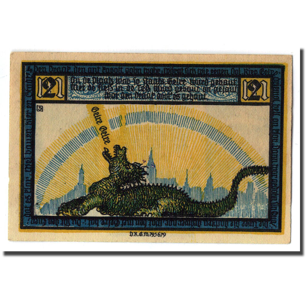 Banknote, Germany, Geldern Stadt, 2 Mark, Dragon 3, 1922, UNC(63), Mehl:414.1b