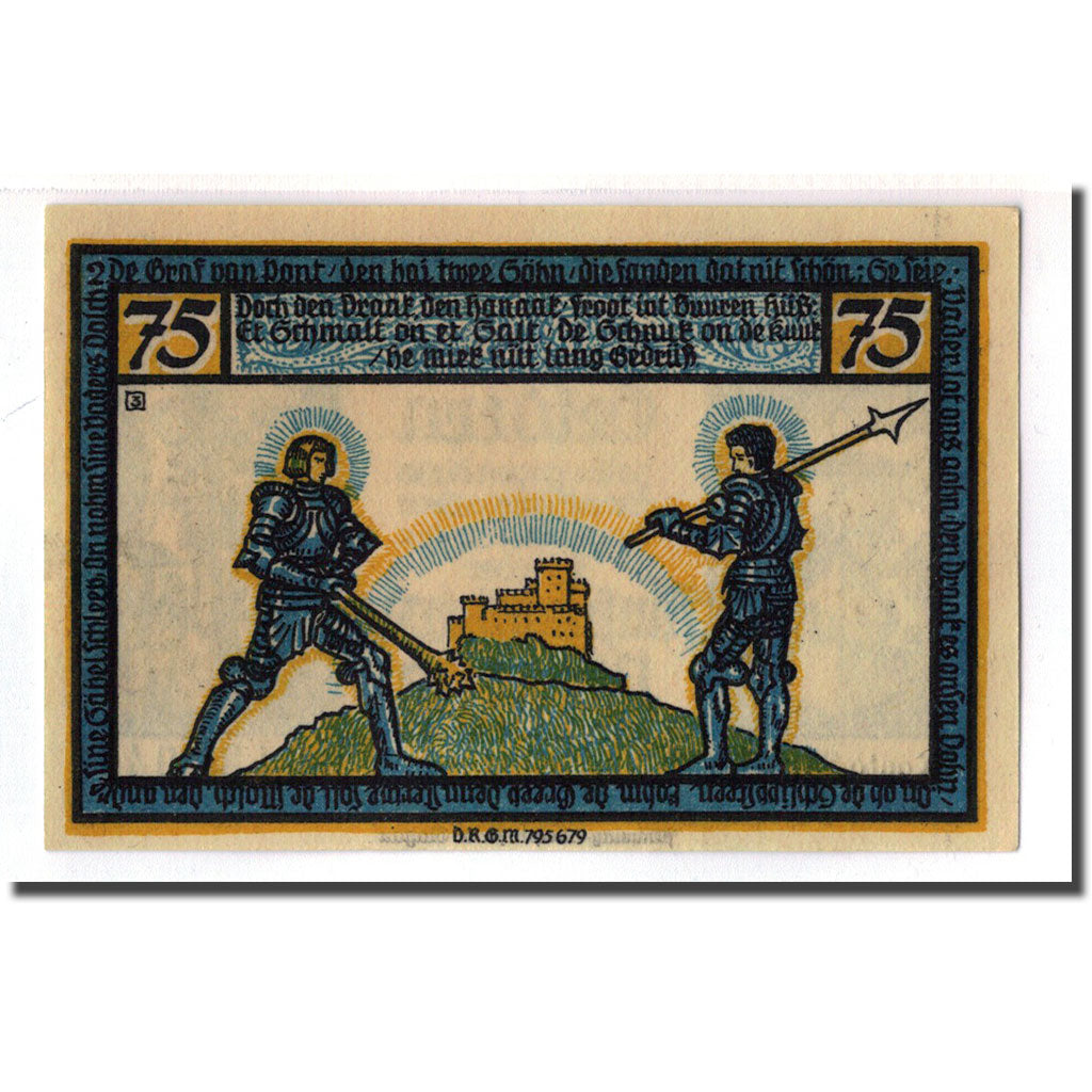 Banknote, Germany, Geldern Stadt, 75 Pfennig, chevalier 1, 1922, UNC(63)