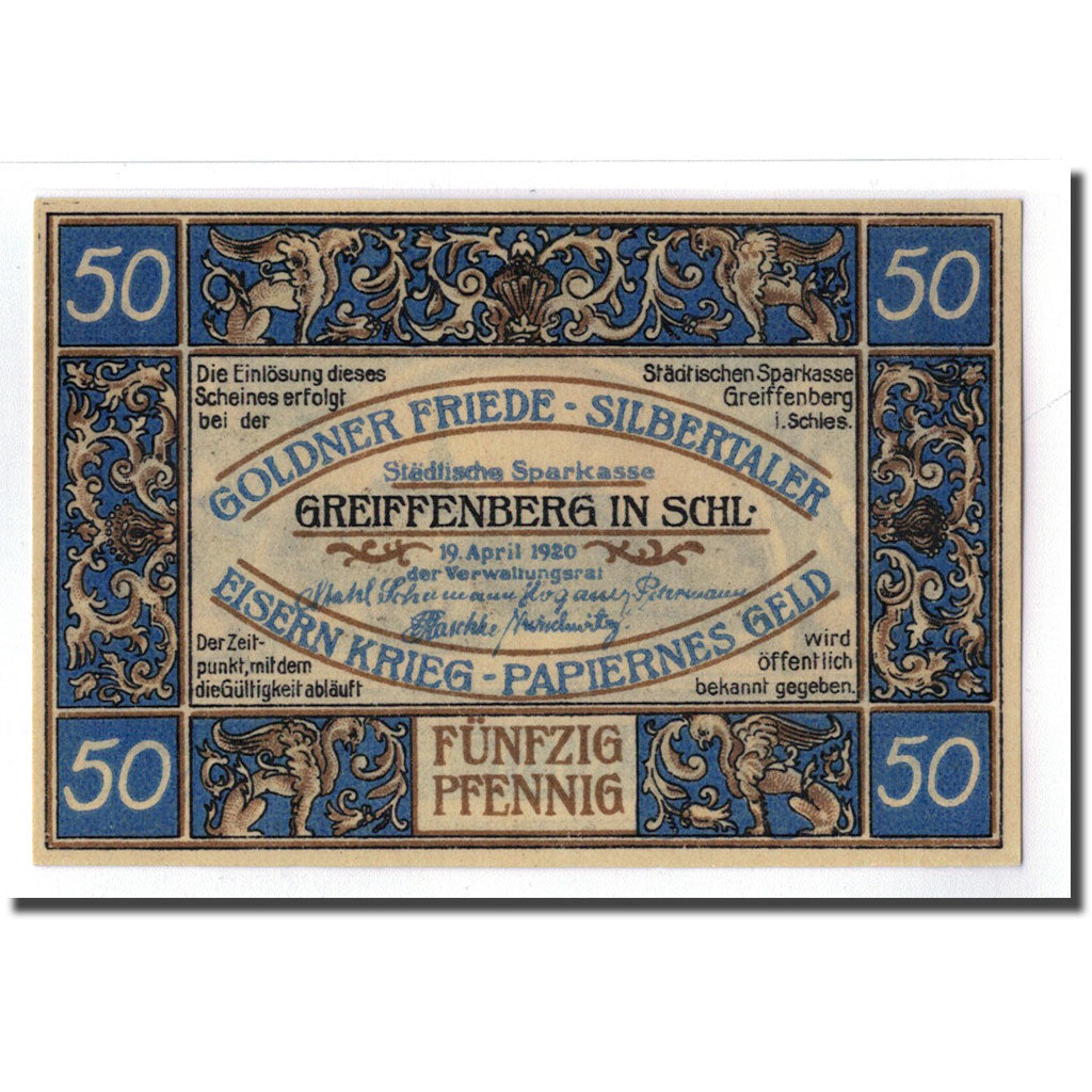 Geldschein, Deutschland, Greiffenberg, 50 Pfennig, paysage, 1920, 1920-04-19