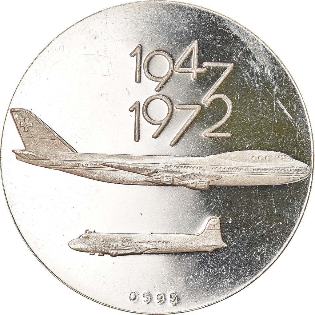 Switzerland, Medal, 25 Jahre Schweizerischer Nordatlantik-Luftverkehr, Aviation