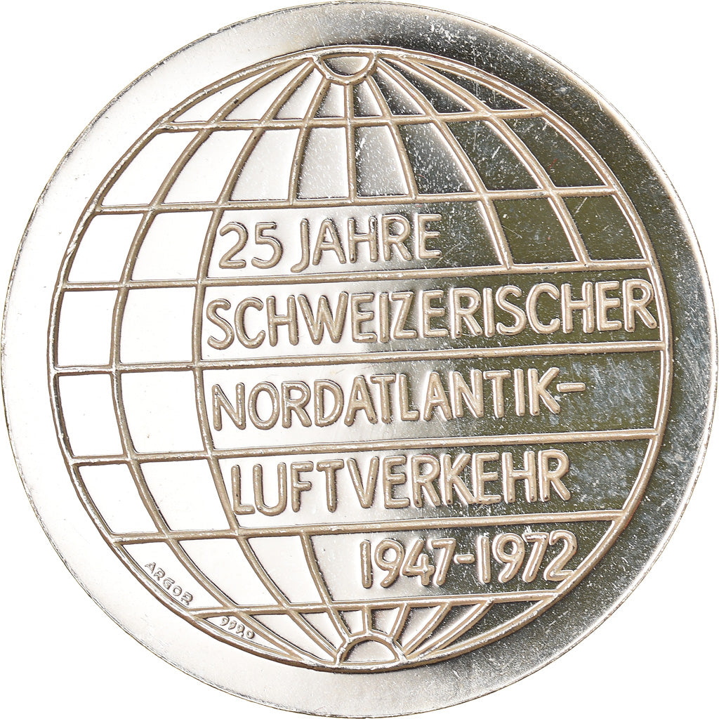 Switzerland, Medal, 25 Jahre Schweizerischer Nordatlantik-Luftverkehr, Aviation