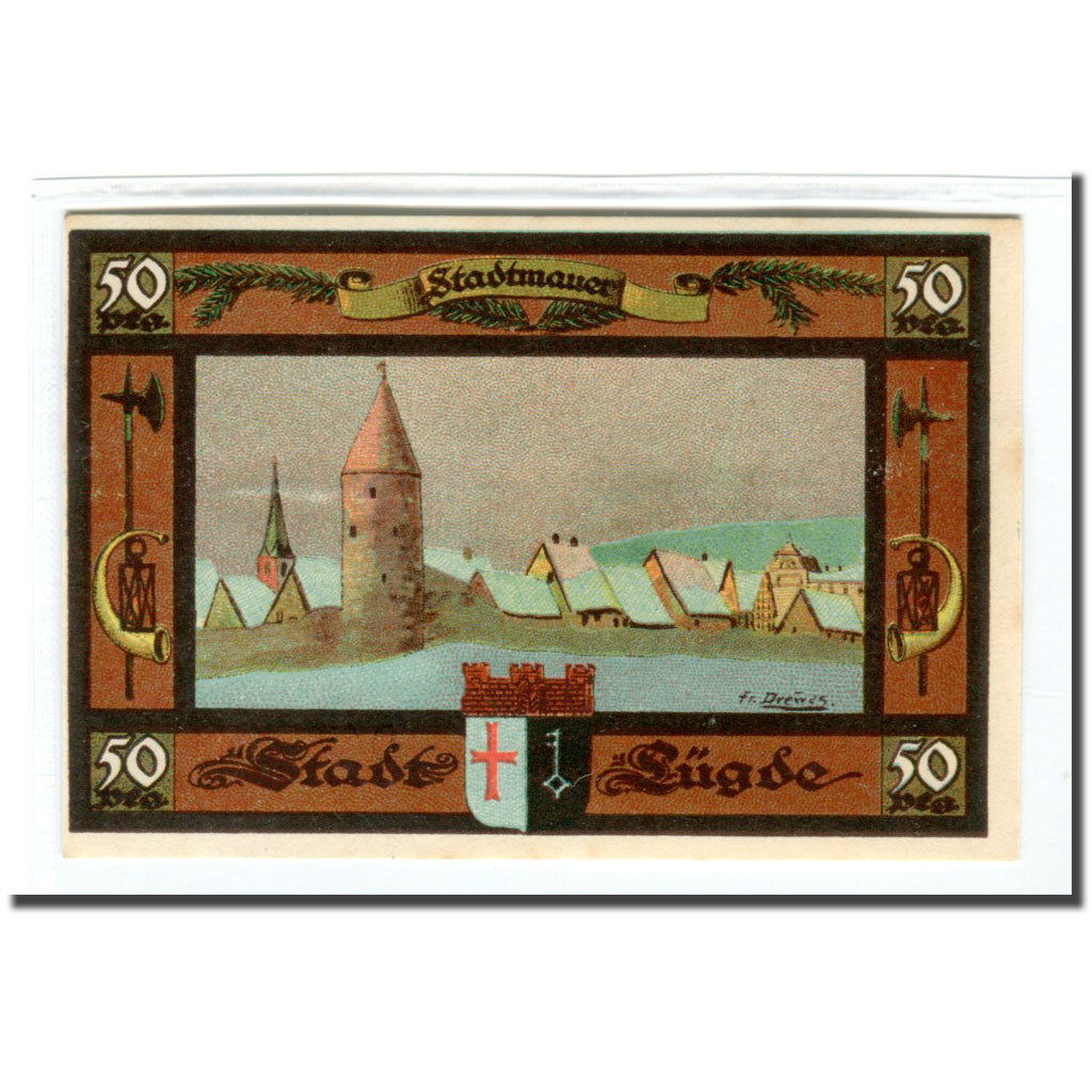 Banknot, Niemcy, Lugde, 50 Pfennig, paysage, 1921, 1921-02-16, UNC(63)