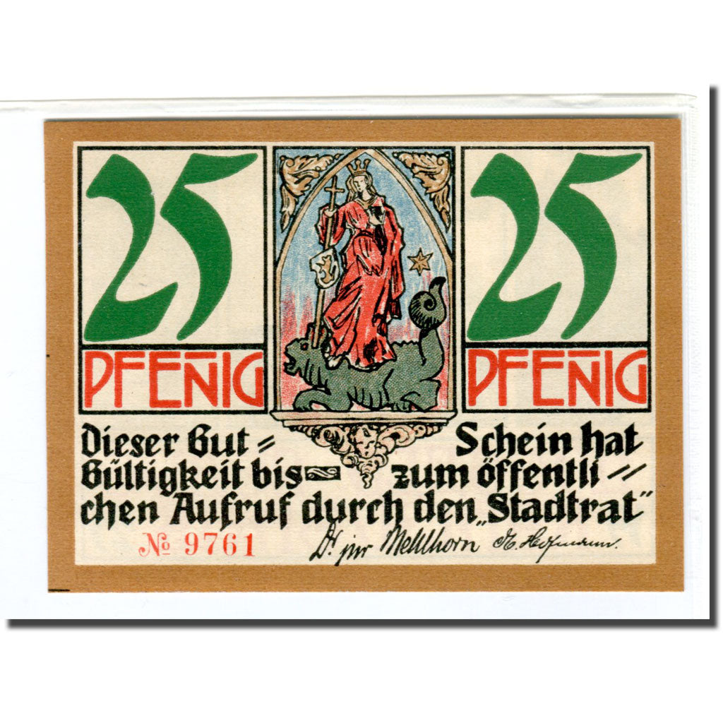 Banknote, Germany, Kahla, 25 Pfennig, personnage, 1921, UNC(63), Mehl:668.1a