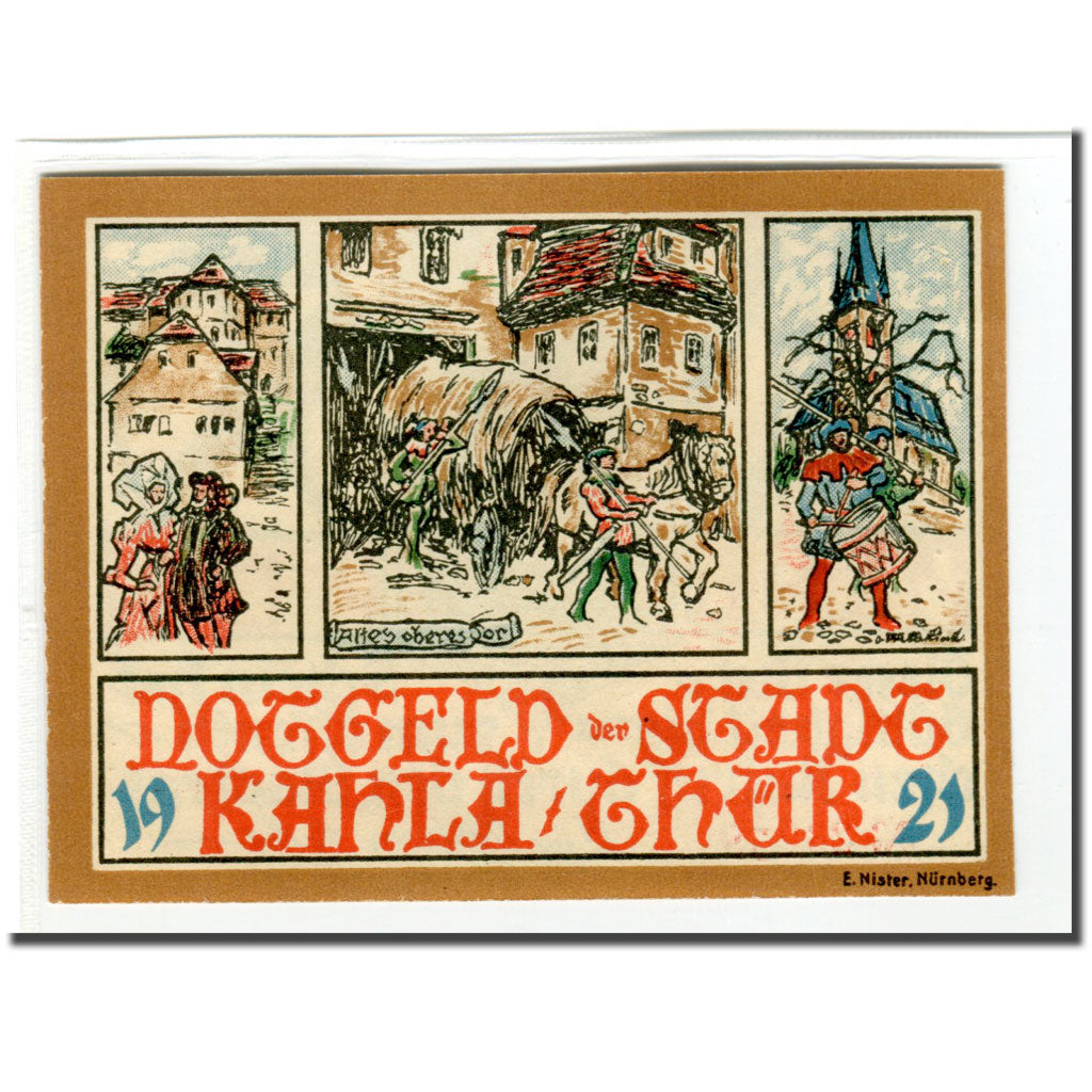 Banknot, Niemcy, Kahla, 50 Pfennig, personnage 1, 1921, Undated, UNC(63)