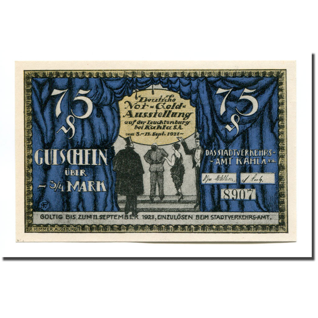 Billete, Alemania, Kahla, 75 Pfennig, dragon, 1921, 1921-09-11, SC, Mehl:669.1
