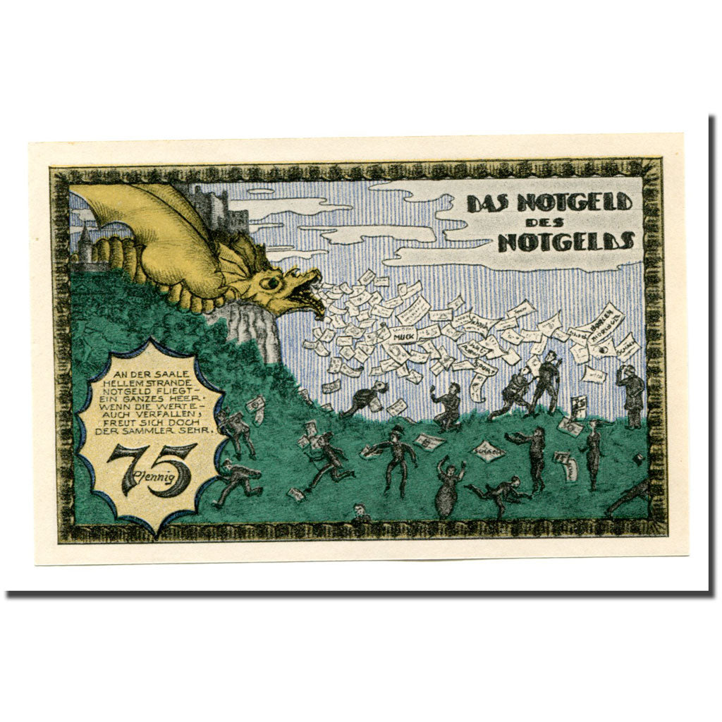 Billete, Alemania, Kahla, 75 Pfennig, dragon, 1921, 1921-09-11, SC, Mehl:669.1