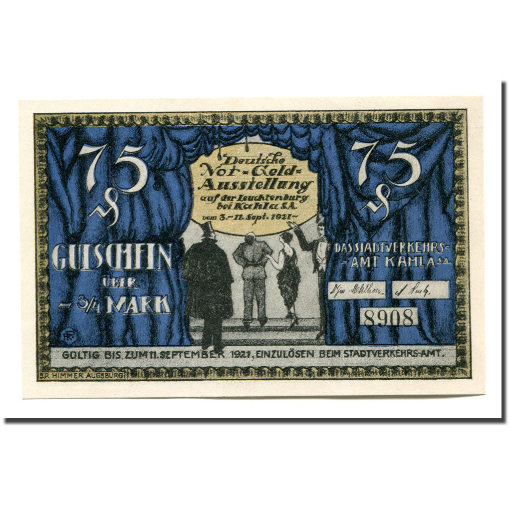 Banconote, Germania, Kahla, 75 Pfennig, Dragon 1, 1921, 1921-09-11, SPL