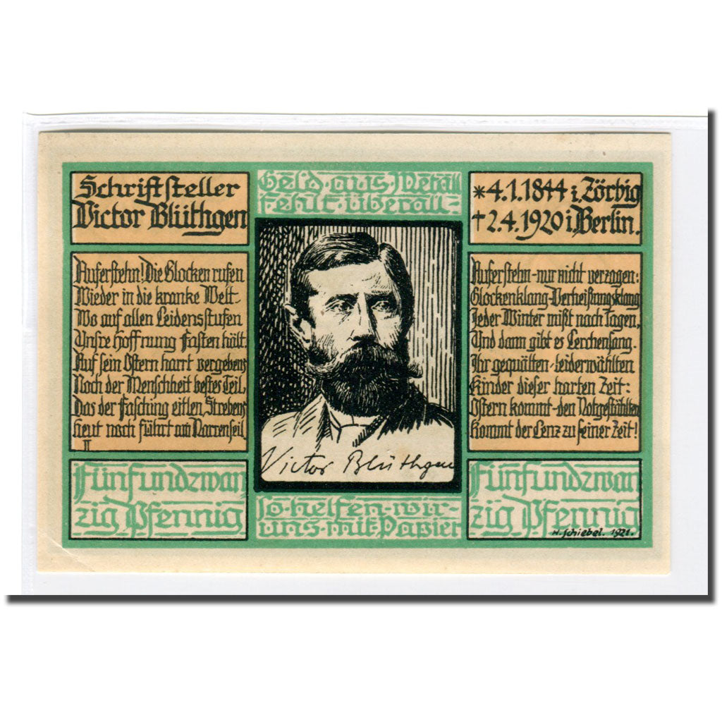 Banknote, Germany, Zörbig, 25 Pfennig, personnage 3, 1921, 1921-09-30, UNC(63)