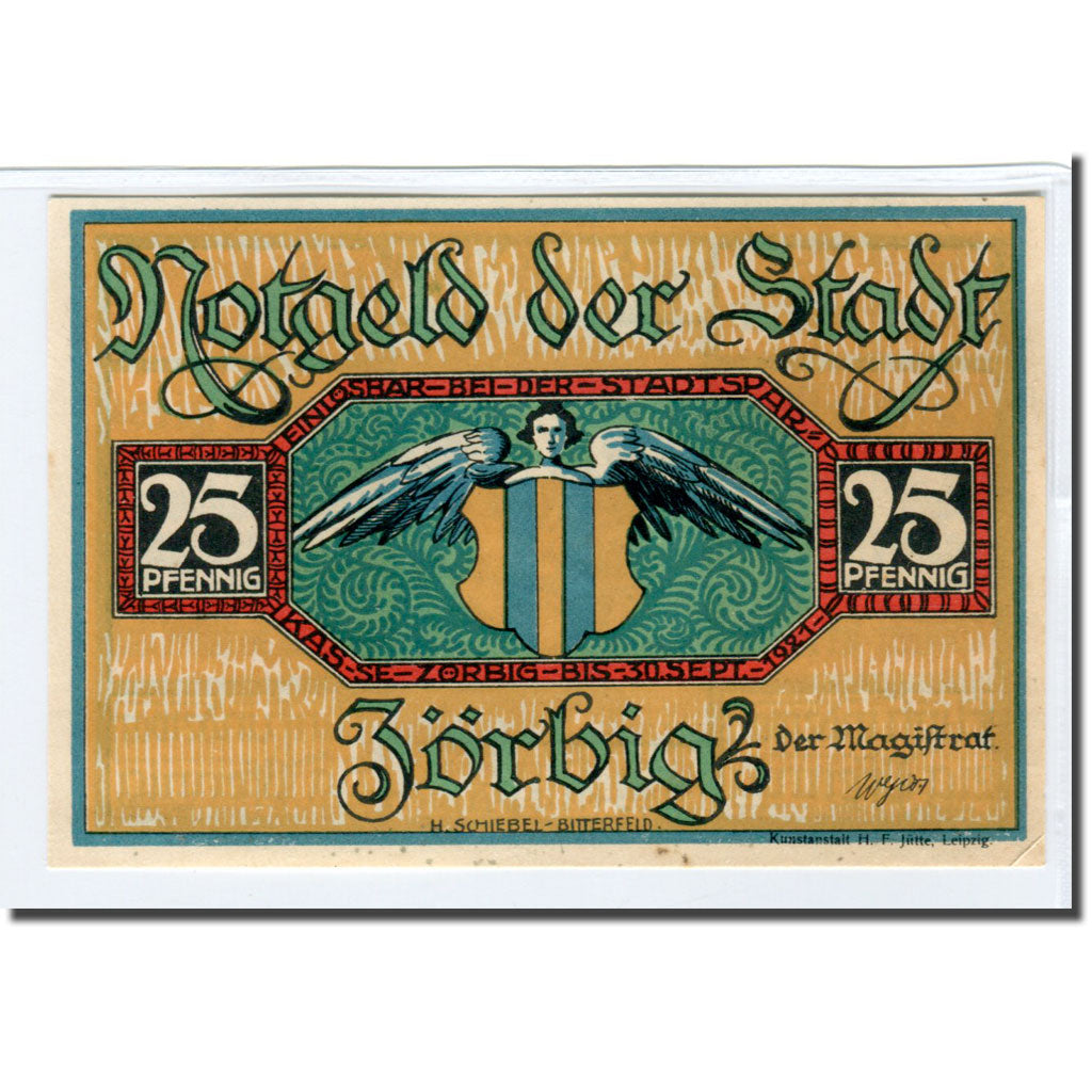 Banknot, Niemcy, Zörbig, 25 Pfennig, personnage 4, 1921, 1921-09-30, UNC(63)