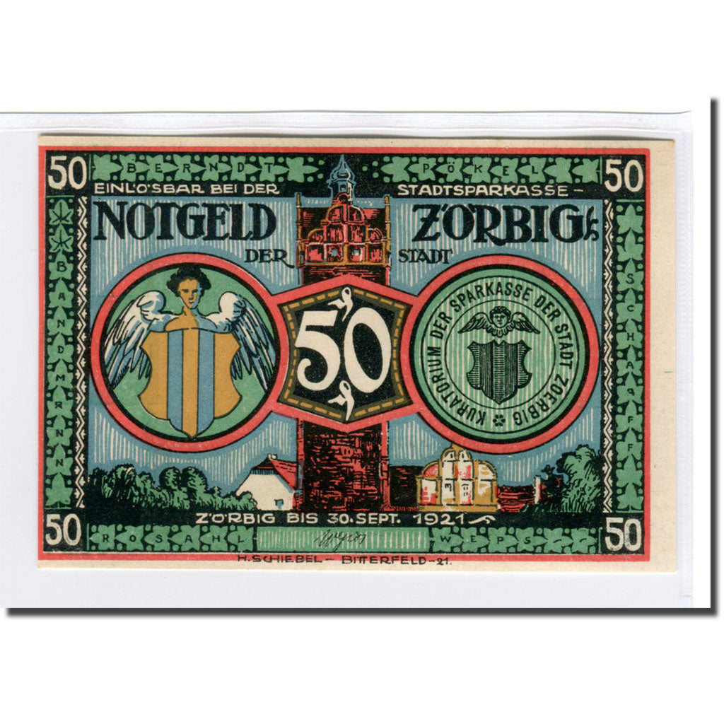 Banknote, Germany, Zörbig, 50 Pfennig, personnage 2, 1921, 1921-09-30, UNC(63)