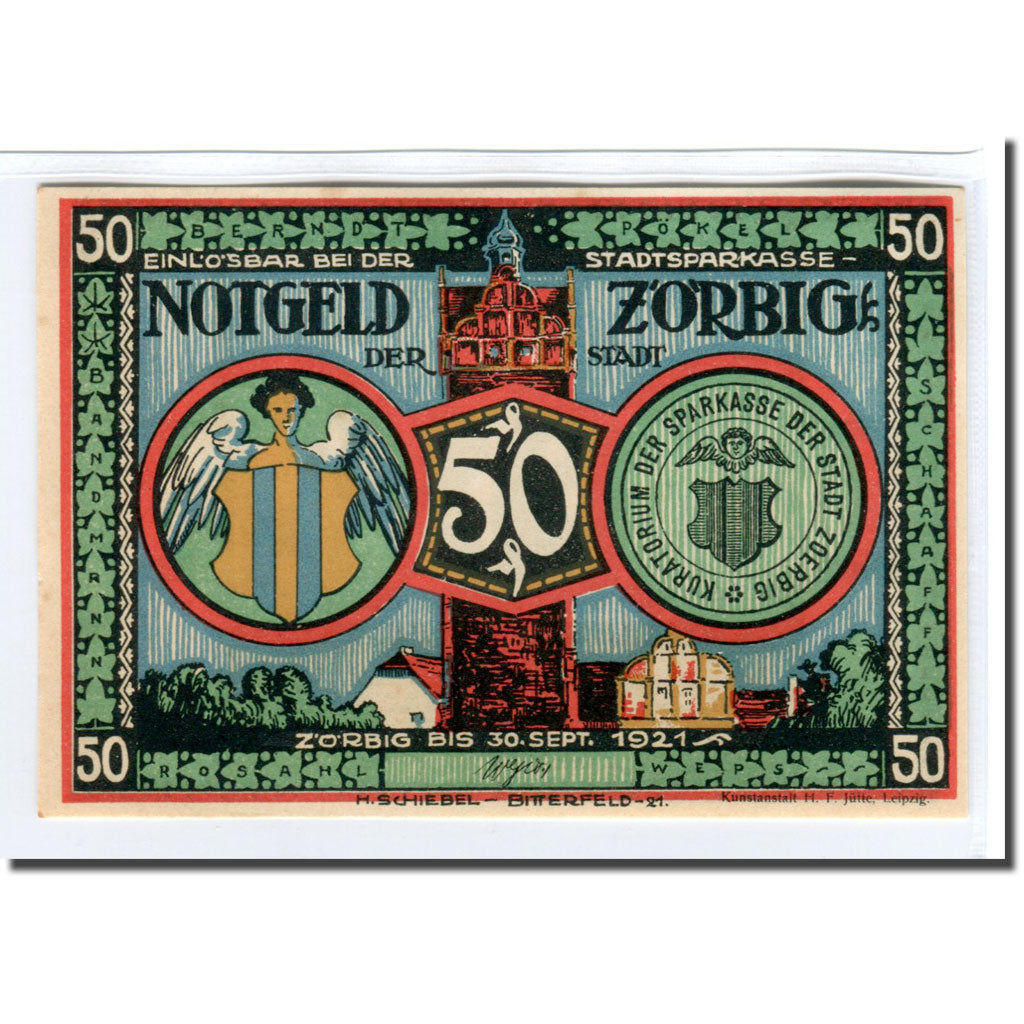 Banknote, Germany, Zörbig, 50 Pfennig, personnage 4, 1921, 1921-09-30, UNC(63)