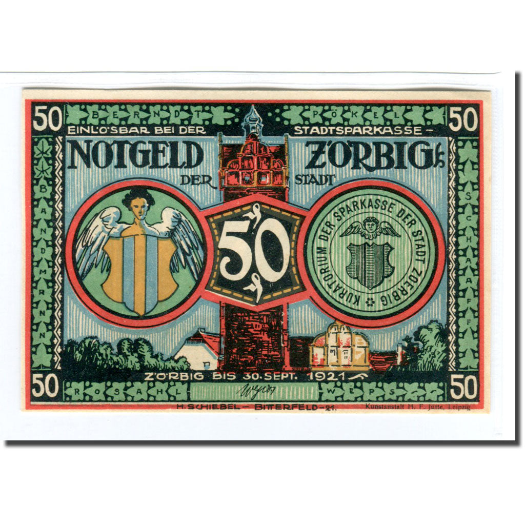 Banconote, Germania, Zörbig, 50 Pfennig, personnage 5, 1921, 1921-09-30, SPL