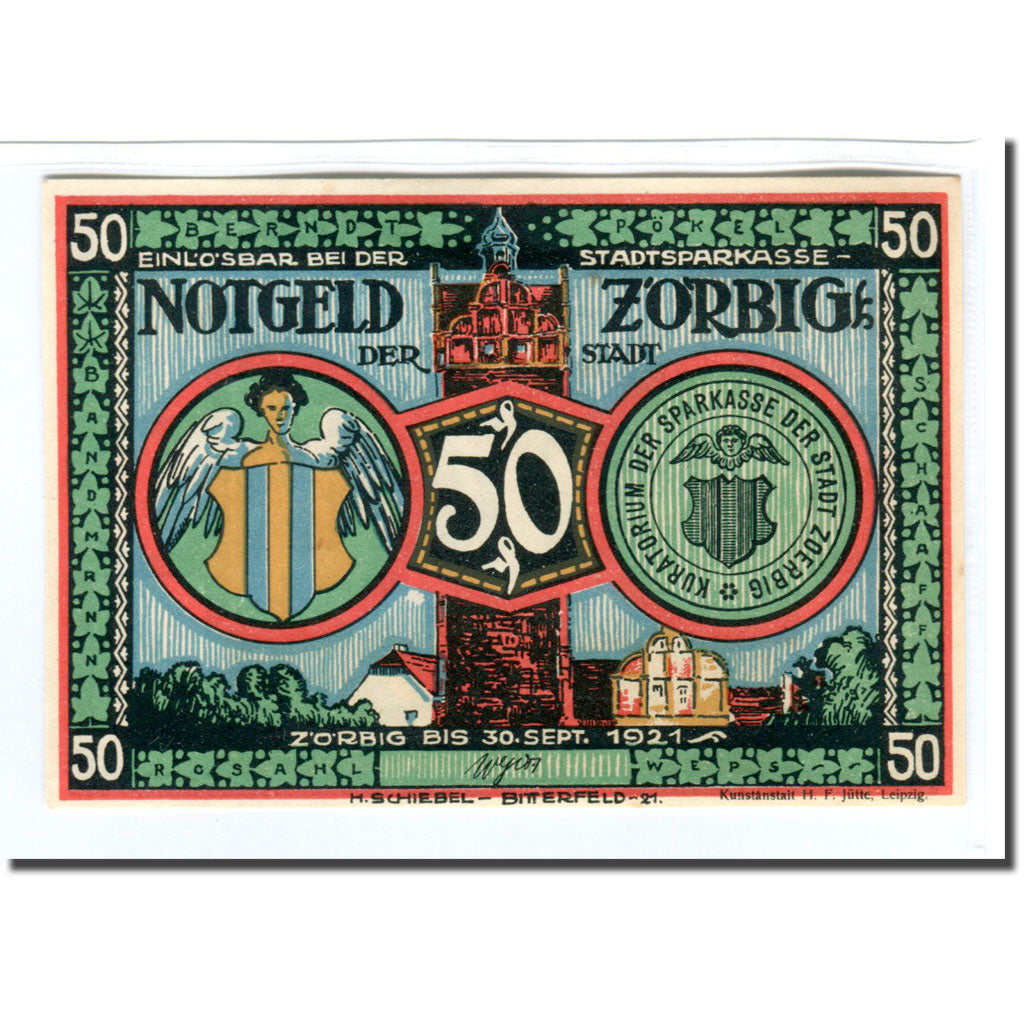 Banknote, Germany, Zörbig, 50 Pfennig, personnage 8, 1921, 1921-09-30, UNC(63)