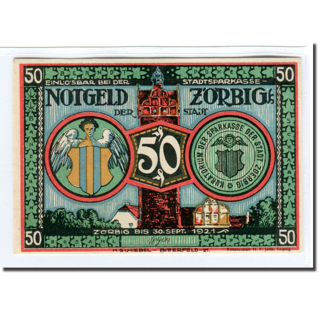 Banknote, Germany, Zörbig, 50 Pfennig, personnage 9, 1921, 1921-09-30, UNC(63)