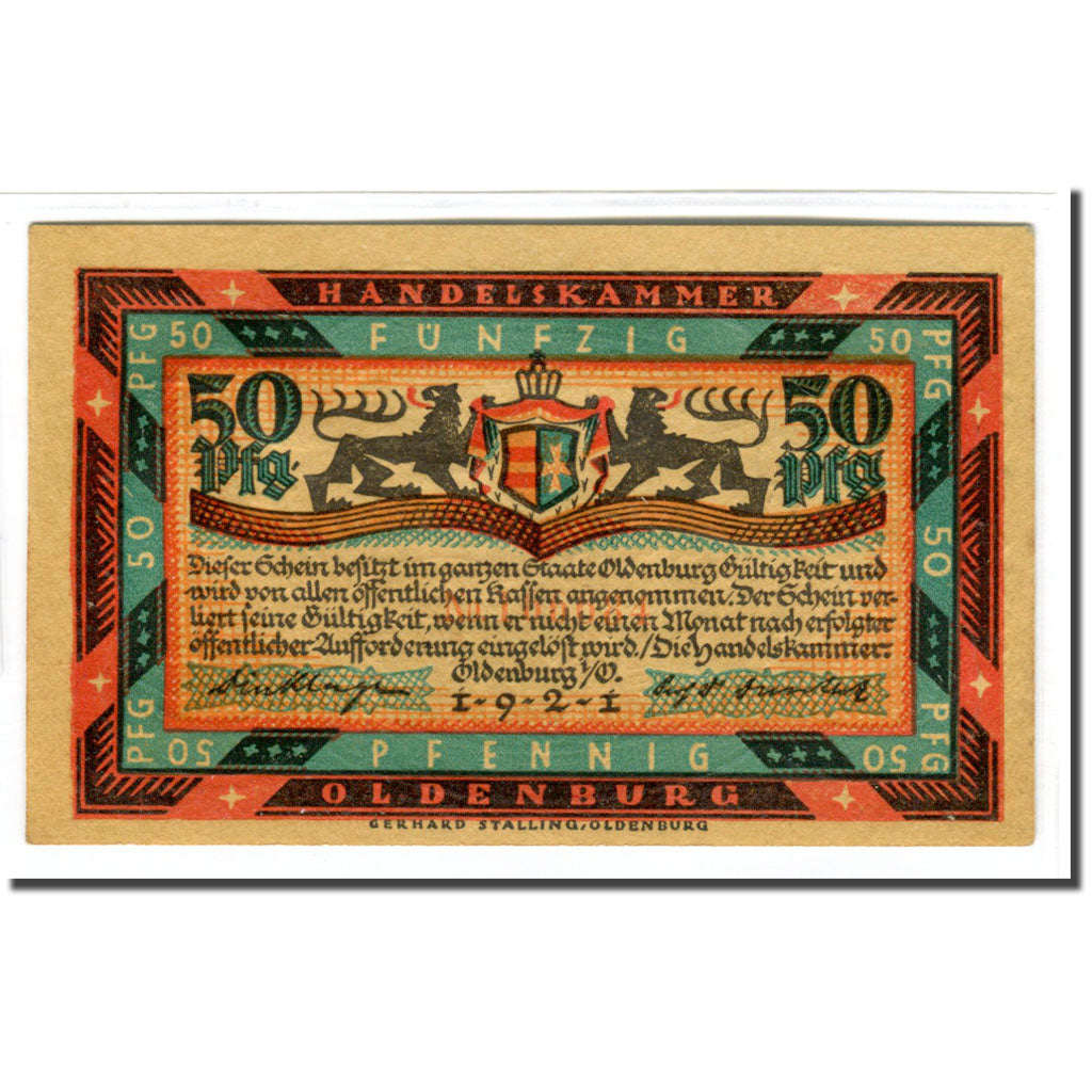 Banknote, Germany, Oldenburg, 50 Pfennig, cheval, 1921, UNC(63), Mehl:1017.1