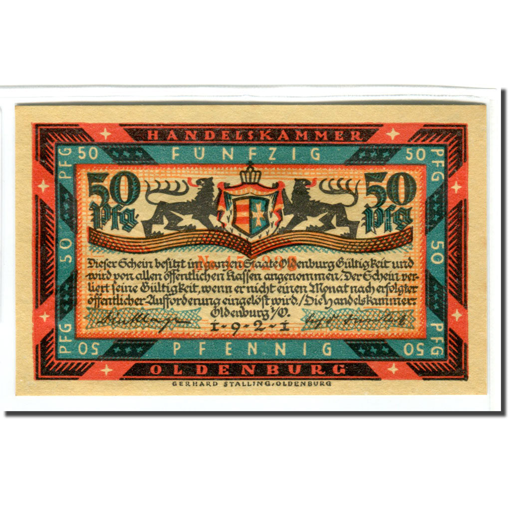 Banknote, Germany, Oldenburg, 50 Pfennig, bateau 1, 1921, UNC(63), Mehl:1017.1