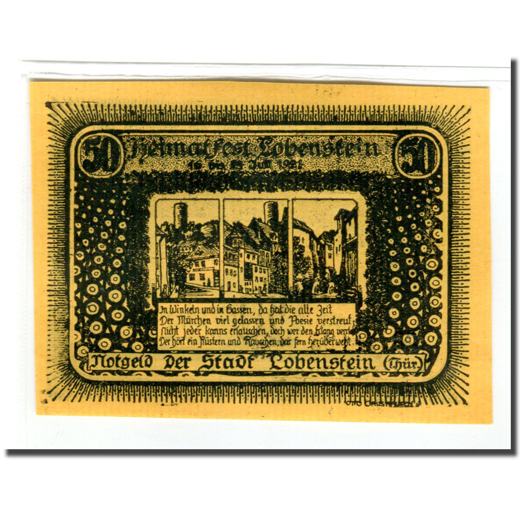 Banknote, Germany, Lobenstein, 50 Pfennig, paysage 5, 1921, UNC(63), Mehl:809.2a