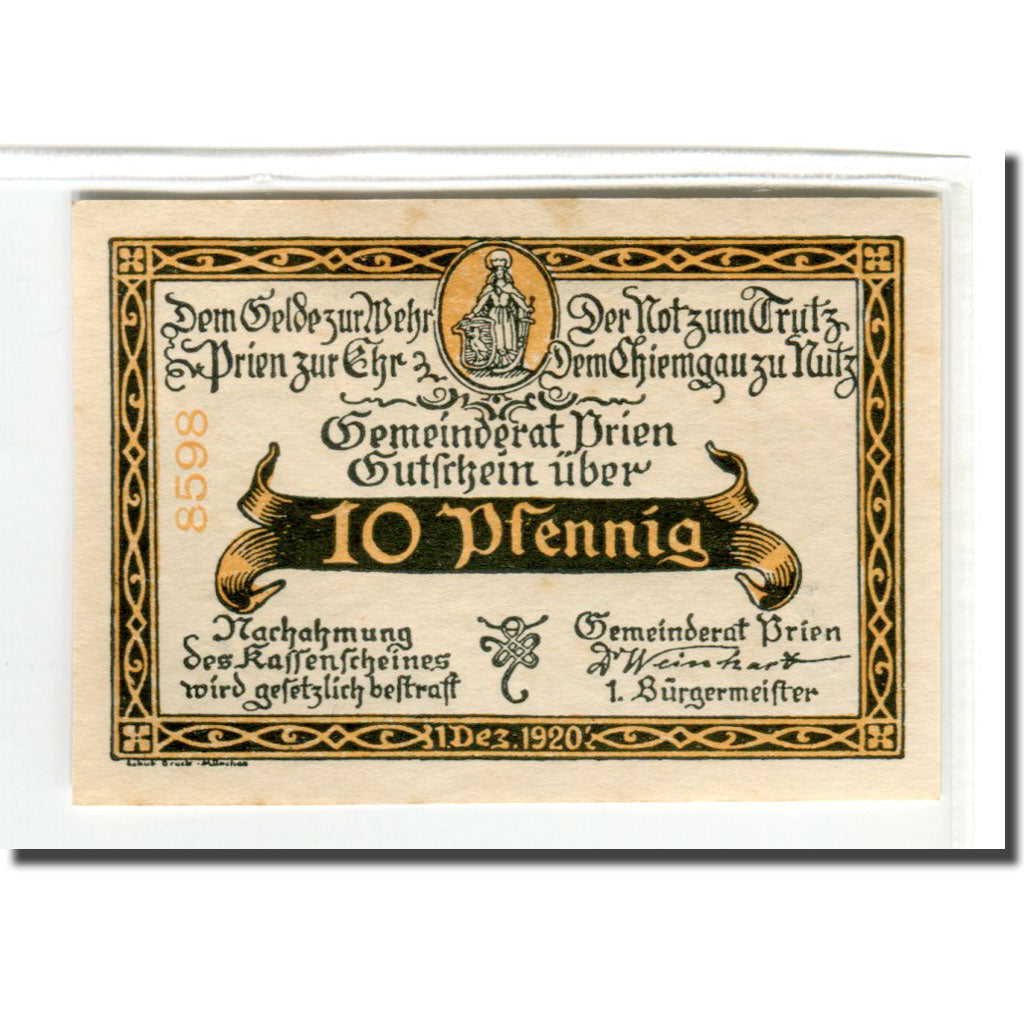 Billete, Alemania, Prien, 10 Pfennig, paysage, 1920, 1920-12-01, SC