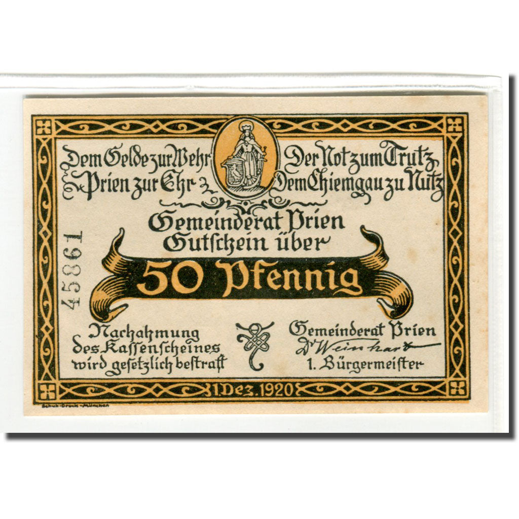 Banknote, Germany, Prien, 50 Pfennig, personnage, 1920, 1920-12-01, UNC(63)