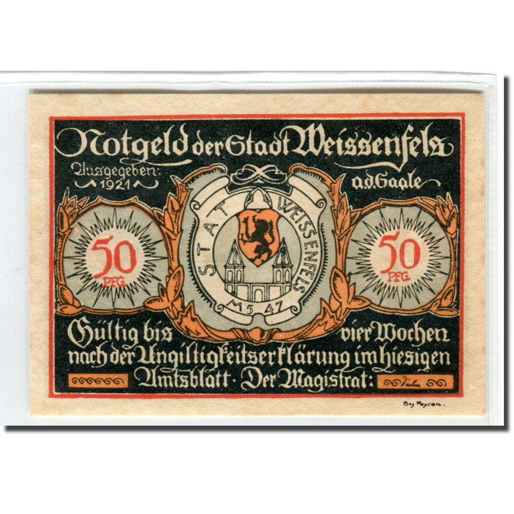 Banknote, Germany, Weissenfels, 50 Pfennig, personnage, 1921, AU(55-58)
