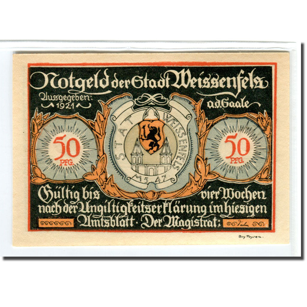 Billete, Alemania, Weissenfels, 50 Pfennig, personnage 1, 1921, EBC, Mehl:1403.2