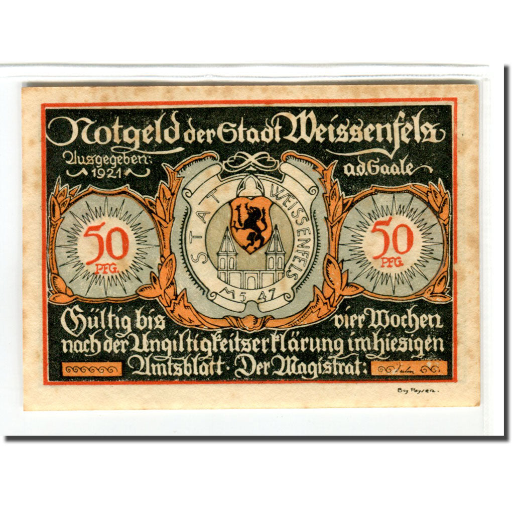 Banknote, Germany, Weissenfels, 50 Pfennig, personnage 2, 1921, AU(55-58)