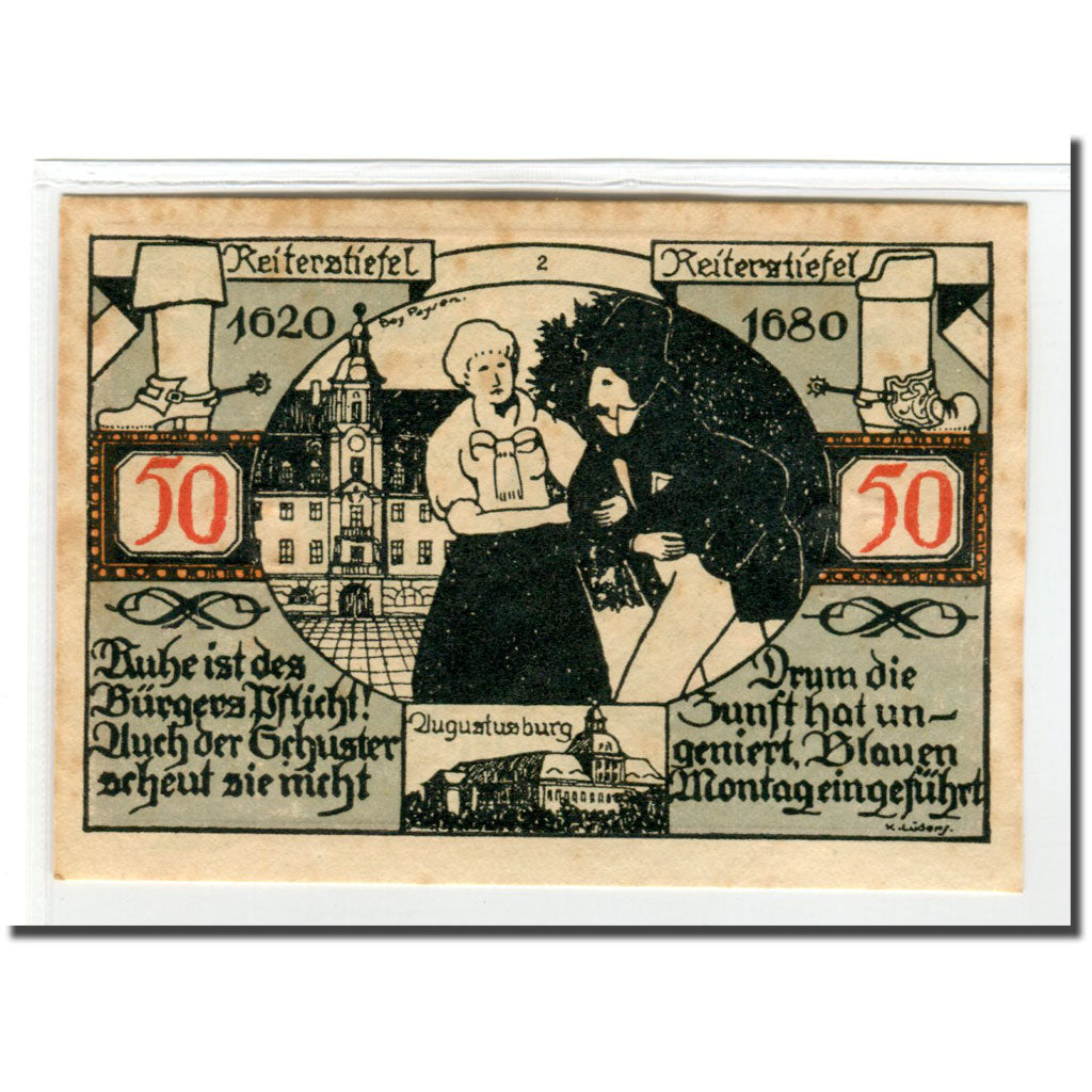 Banknote, Germany, Weissenfels, 50 Pfennig, personnage 2, 1921, AU(55-58)