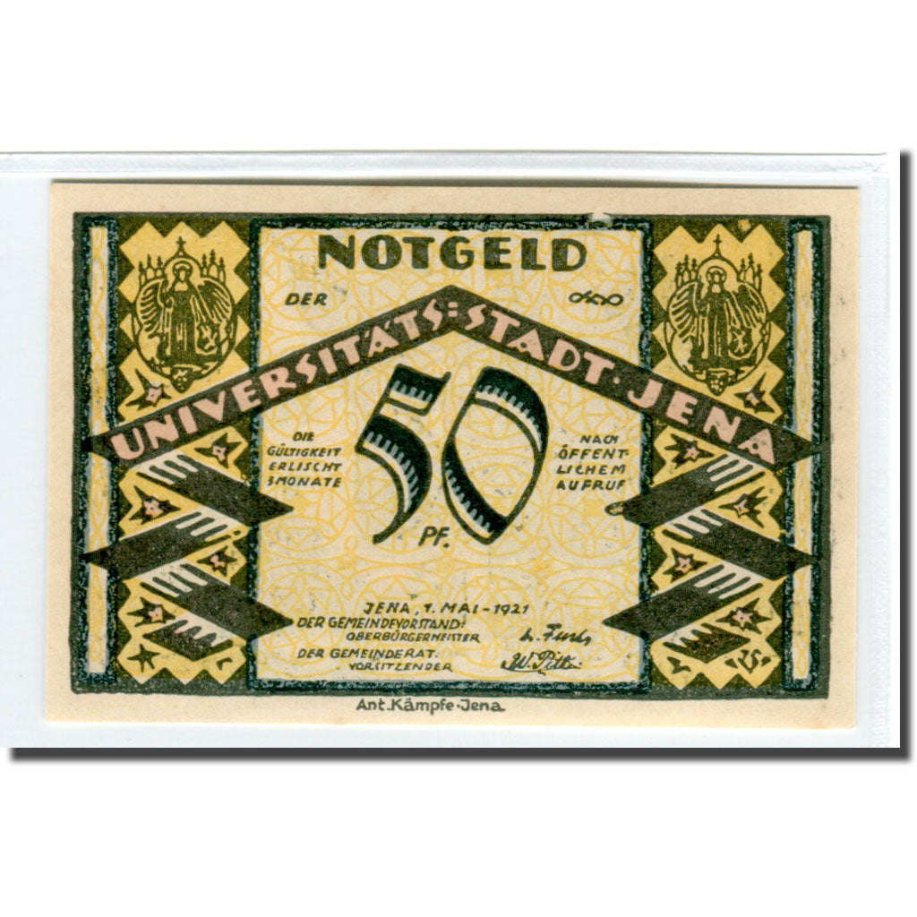 Biljet, Duitsland, Jena Stadt, 50 Pfennig, village, 1921, 1921-05-01, SPL