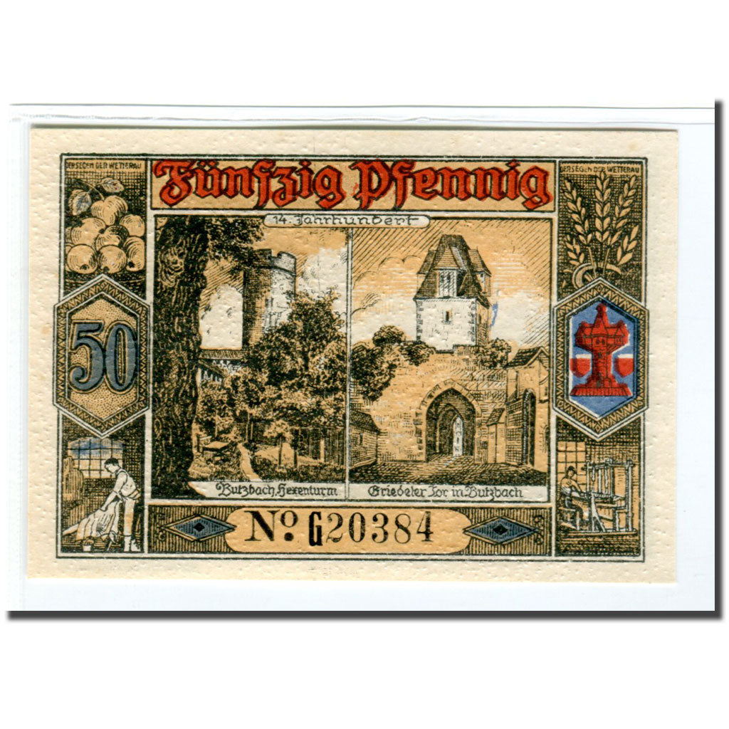 Banknote, Germany, Butzbach, 50 Pfennig, Batiment, 1921, 1921-05-06, UNC(63)